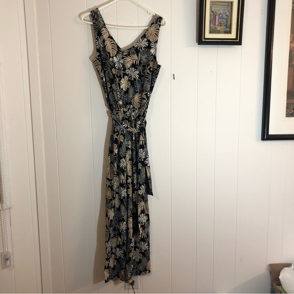 J Jill Wearever NWT Sleeveless Floral Print Wide Leg Jumpsuit SP